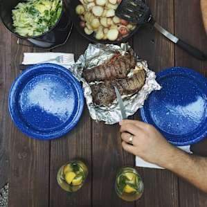 Dinner using the outdoor kitchen!