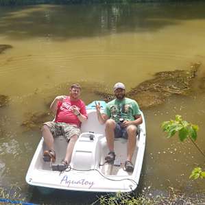 Enjoying a paddle boat ride.