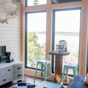 Lofted ceilings and a great view keep the space feeling open and inviting.