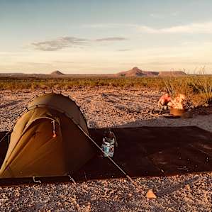 The campsite with the fire pit.