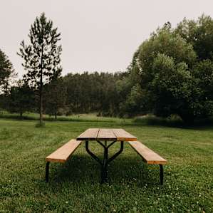 There are multiple picnic tables available for use.