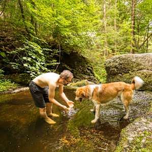 Couple of guys, enjoying the water.