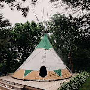 The tipi accommodations.