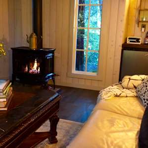 Cozy sitting room within the treehouse.