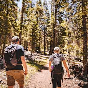 Hiking in the nearby Lassen Volcanic National Park. The access was an easy drive down the road from the site!