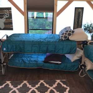 The bunk cots worked out perfectly for a total of 6 of us! Very cozy, loved not having to set up a tent the amenities were very convenient!