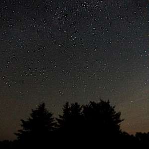 Night sky over camp site