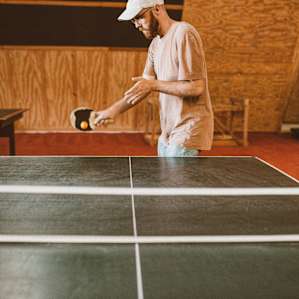 Looking like I know how to play ping pong, but I promise its a facade.