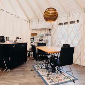 The dining area with Nespresso machine.