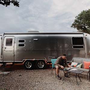 Patio furniture to enjoy outside the Airstream.