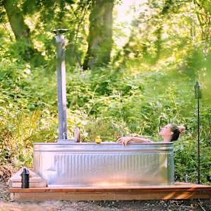 The most amazing outdoor hot tub heated with a wood stove. It was an incredibly beautiful relaxing experience.