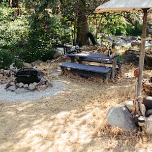Communal firepit and picnic area.