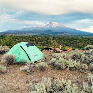 Enjoying the site with my camping buddy