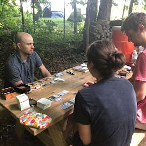 Getting in some game time before wine tasting on sunny afternoon.