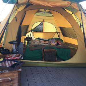 The tent (slept-in)—it presented much more beautifully the night before!