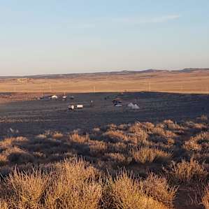 A view of the tents from the mountaintop.