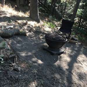 Fire pit right next to tent