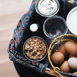 Breakfast for 2 - Vermont yogurt, granola, coffee, and fresh Quarry Brook Farm eggs