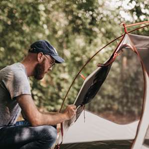 You'd think I'd know how to roll the doors on my own tent, but I literally learned the right way when this picture was being taken.