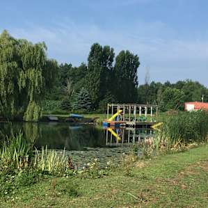 The pond is so much fun, kids love the slide and jumping off the deck