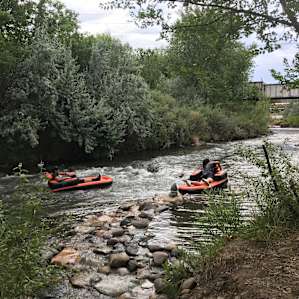 Floating down the river - there's a good current, so it's a great way to relax and have fun!