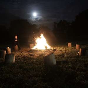 My 6-year old son, Hank, enjoying the bonfire and full moon.