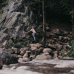 Some fun rocks to scramble up near the falls.