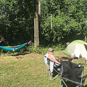 I asked if there was an area for a hammock and Jim cleared a spot for us to hang one. I got to sleep in the hammock 1 night.