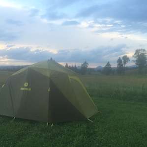 Mowed campsite in the aptly named Serenity Field