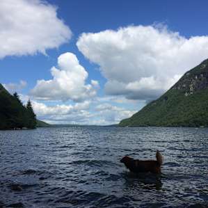 Nearby hike and swim in glacial Lake Willoughby, across from Mt Pisgah