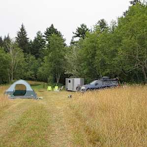 We had plenty of room to park and pitch a tent next to the awesome and well-equipped trailer.