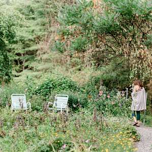 A gorgeous garden with seating, just feet from your campsite