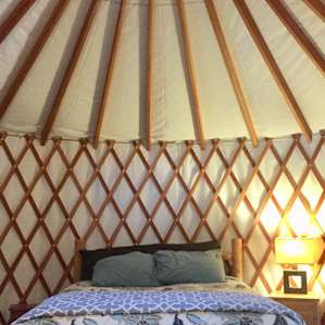 Inside of our cute yurt