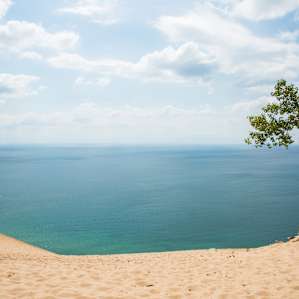 The view from nearby Sleeping Bear Dunes National Lakeshore.