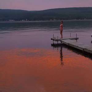 mountain campfire swimming