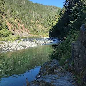 A very short walk from the campsite is access to the river