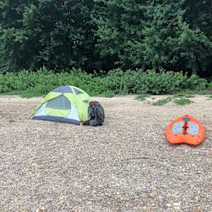 Home for the night with a water front view.