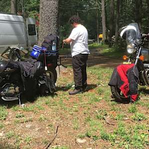 Packed up at the parking area for campsite