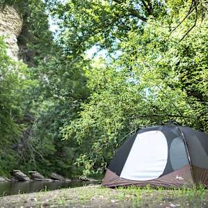 Camping on a spit of sand across from the big bluff.