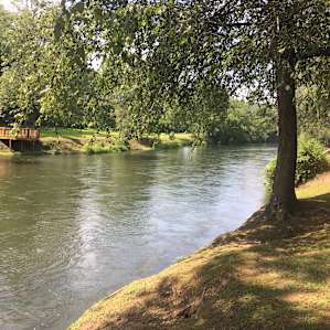 The river a short walk from the grounds.