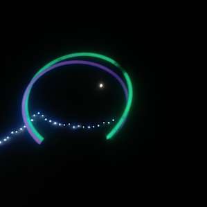Fence lights. Glow sticks. Half moon.
