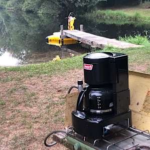 Nothing like hot fresh coffee relaxing between the water and a fire! 💜💜