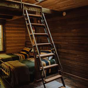 Stairs up to the loft.