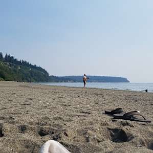 Settled in on the private beach for the day. We were there all day Saturday and only saw one other person who came down briefly then left.