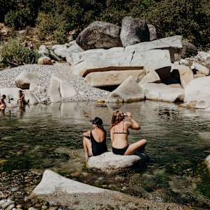 The Yuba River swimming hole (20-min drive from campsite).