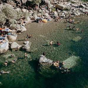 The Yuba River swimming hole (20-min drive from campsite).