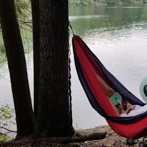 Perfect hammock spot in front of the water
