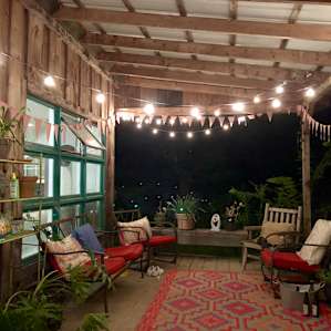 Night time on the cottage porch