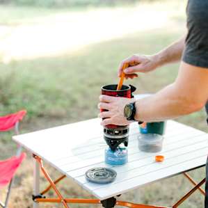 Making a quick camp dinner before the sun began to set.
