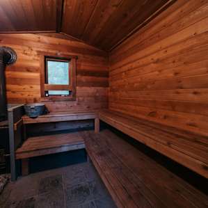 There was a sauna in the structure right by the campsite! While not safe enough to run it in the summer, it will make the more wet months the best!